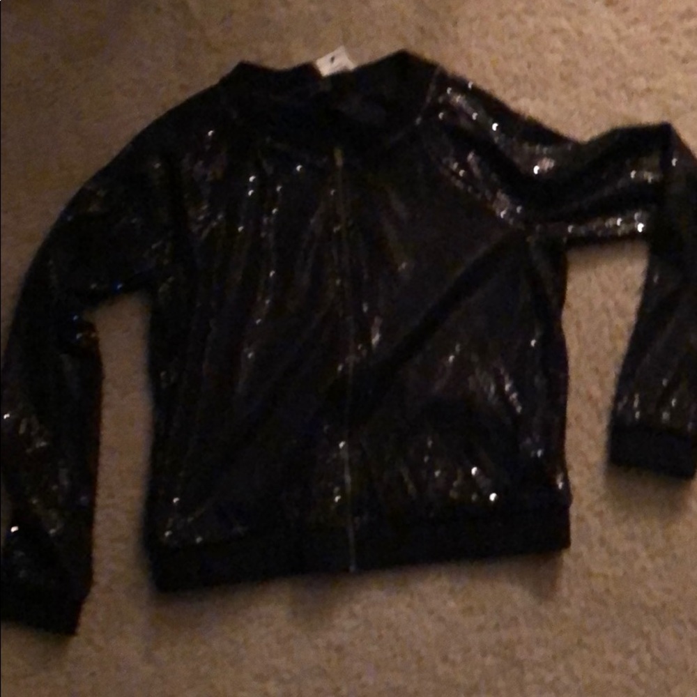Material girl blk sequined baseball jacket